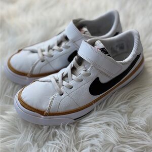 Nike Court Legacy Kids White, Black, and Brown Sneakers